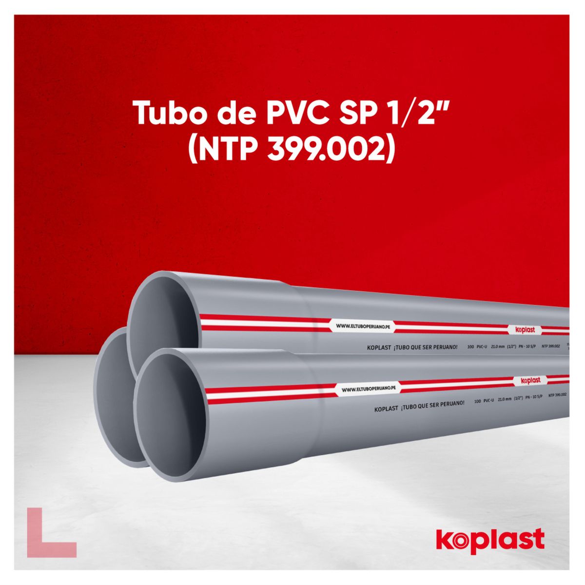 KOPLAST - Tubo Pvc-U 1/2" C-10 Sp Presion Ht
