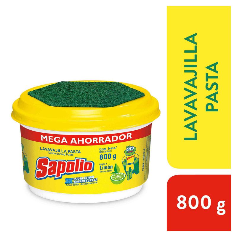 SAPOLIO - Lavavajilla en Pasta Limón Sapolio 800g