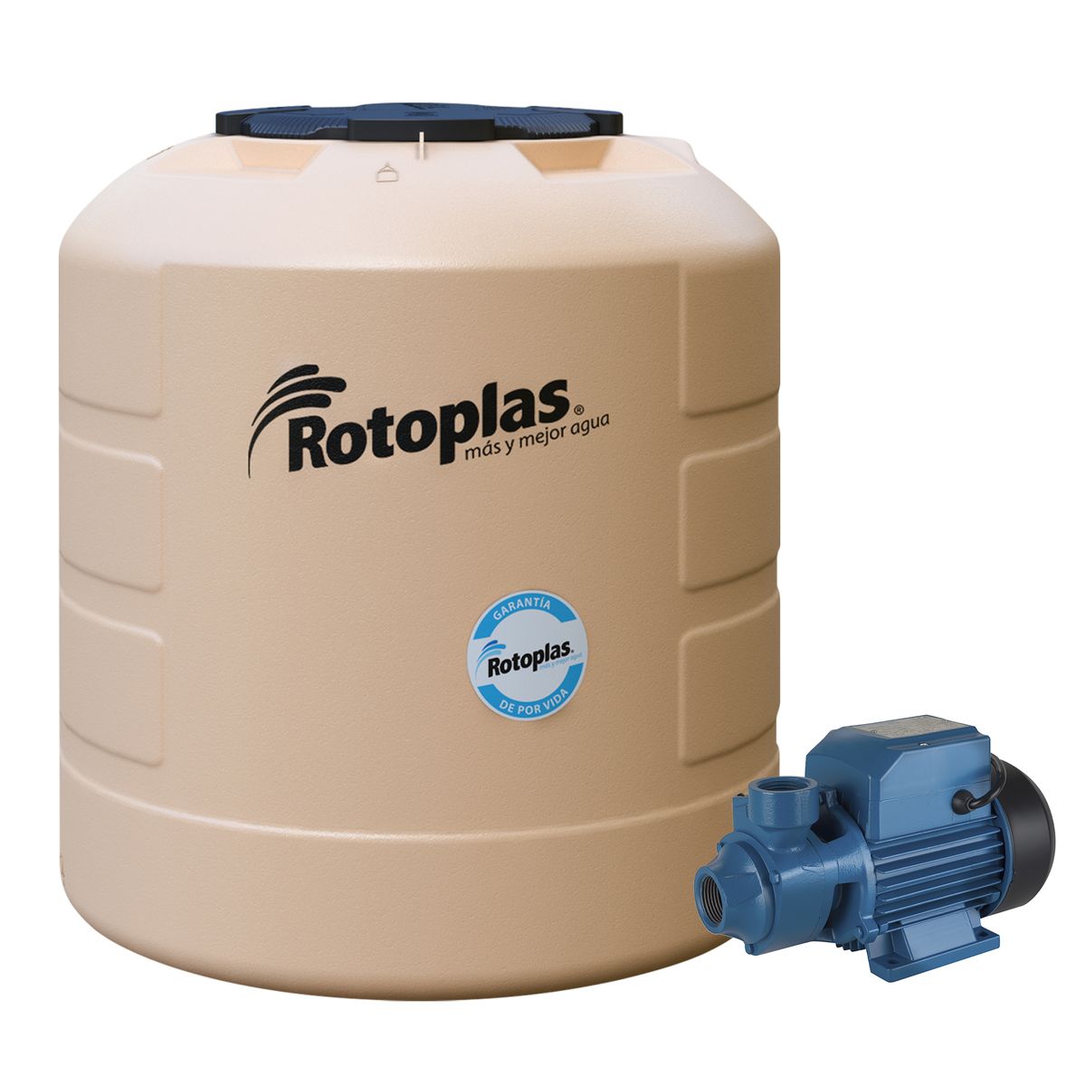  - Combo Tanque Plus 1100L Arena Rotoplas + Accesorios + Bomba Periférica de Agua 0.5 HP 32L/min