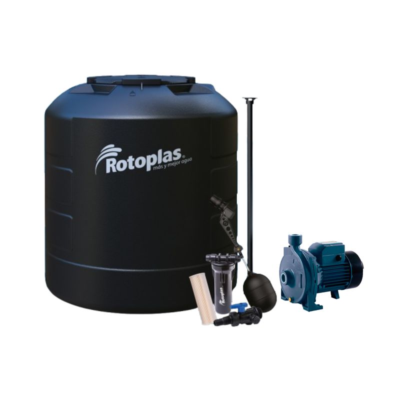  - Tanque Plus Tapa Segura 1100L Sma + Kit de Accesorios + Bomba centrífuga de agua 1.0 HP 105L/min