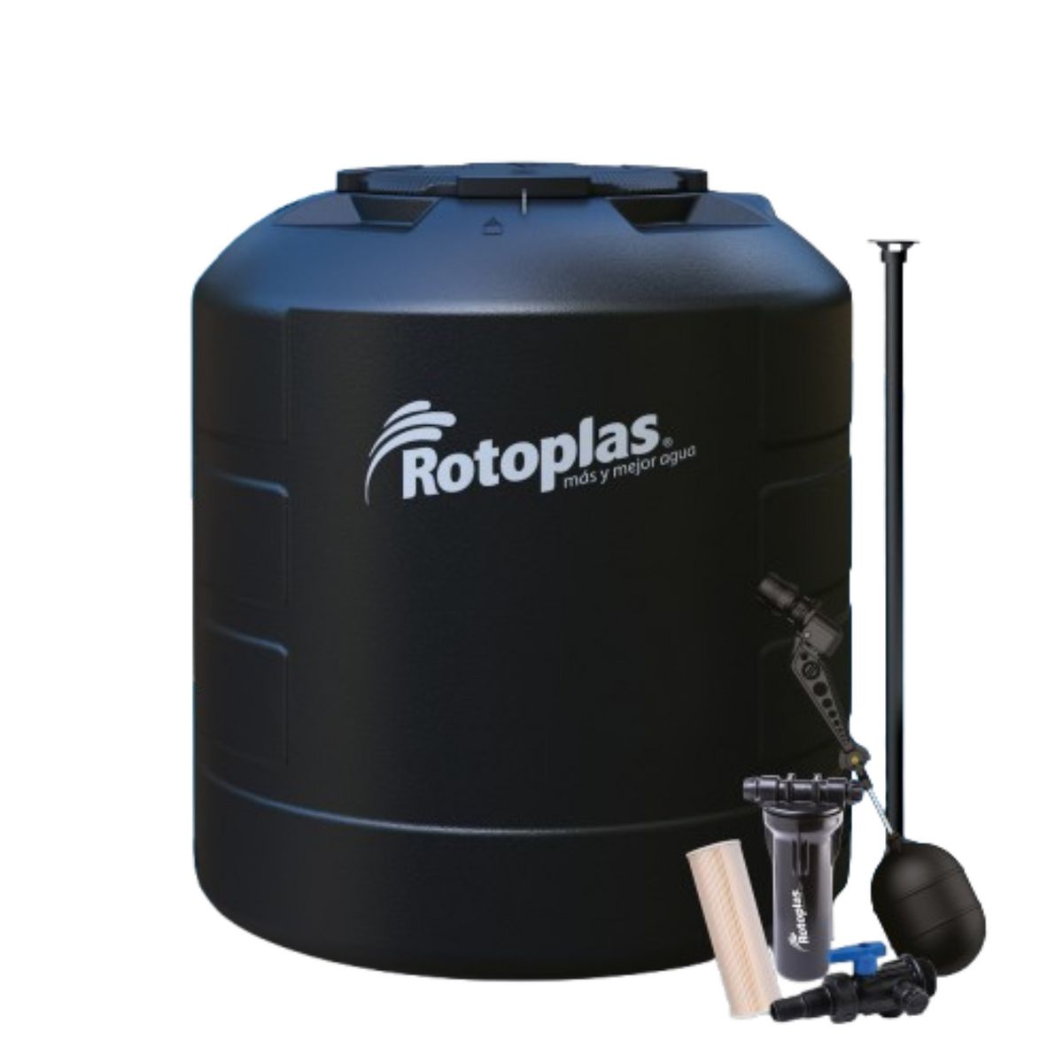  - Combo Tanque Plus 1100L Negro Rotoplas + Accesorios + Bomba centrífuga de agua 1.0 HP 105L/min