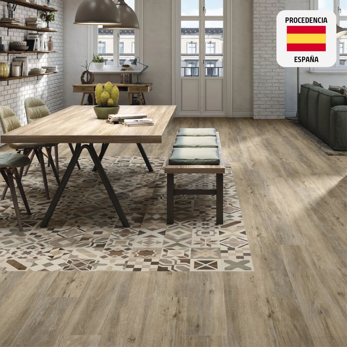 BALDOCER - Porcelanato Marrón 20x120cm 1.20m2 Maderado Mate MaryLand Natural