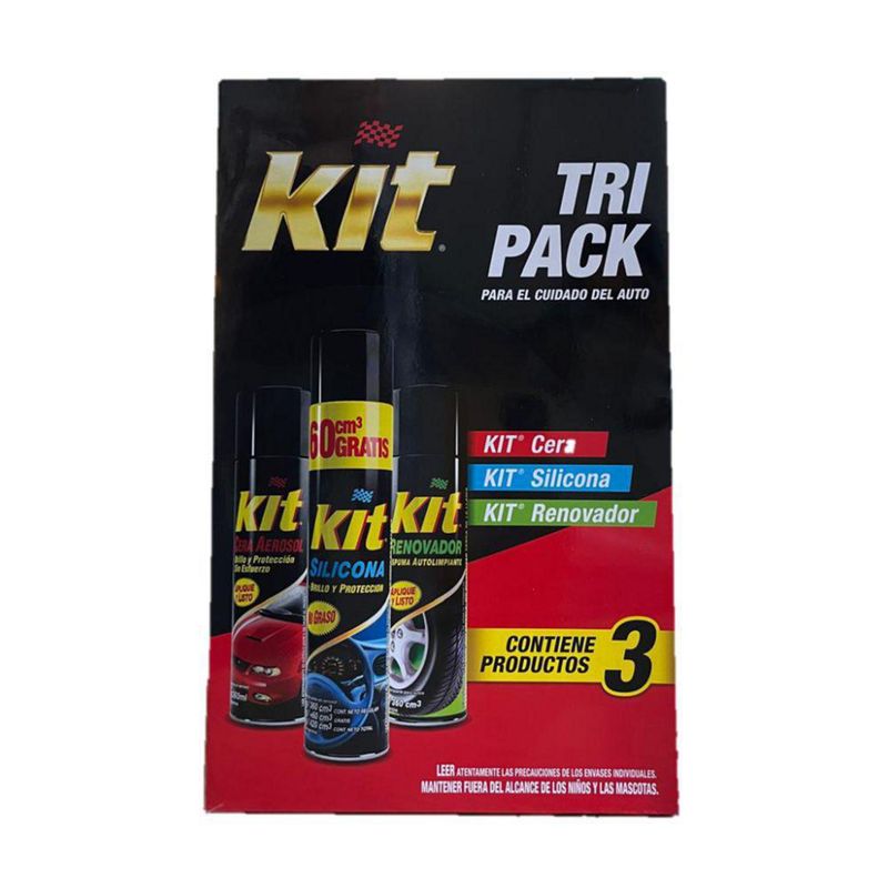 KIT - Tripack Kit de Limpieza para Auto Silicona+ Renovador+ Cera