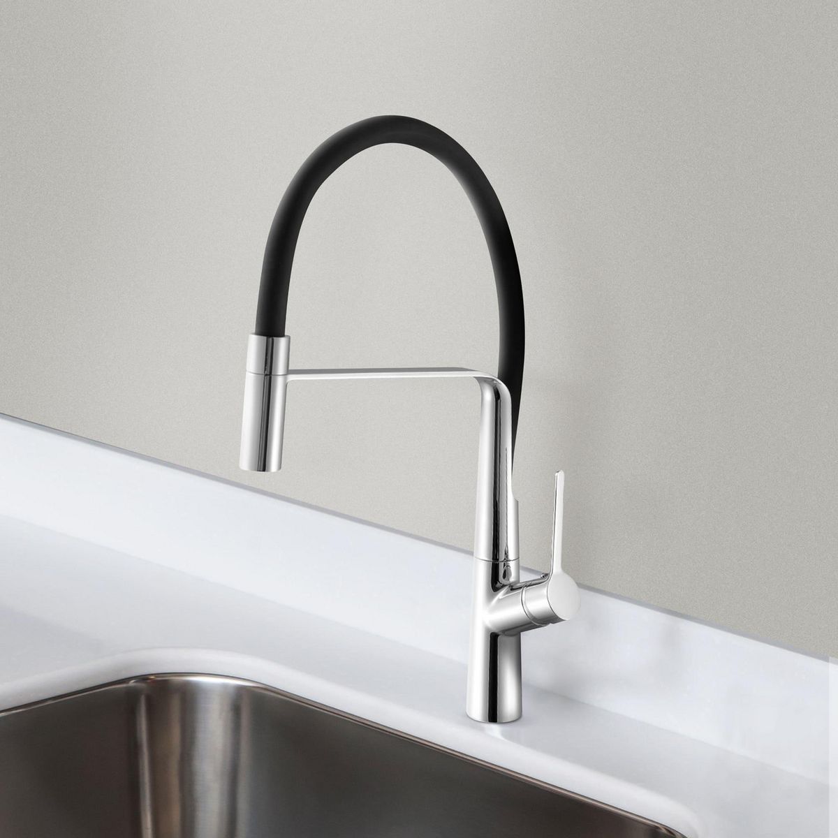 ITALGRIF - Monomando de Mueble Cartagena con Pico Flexible Negro