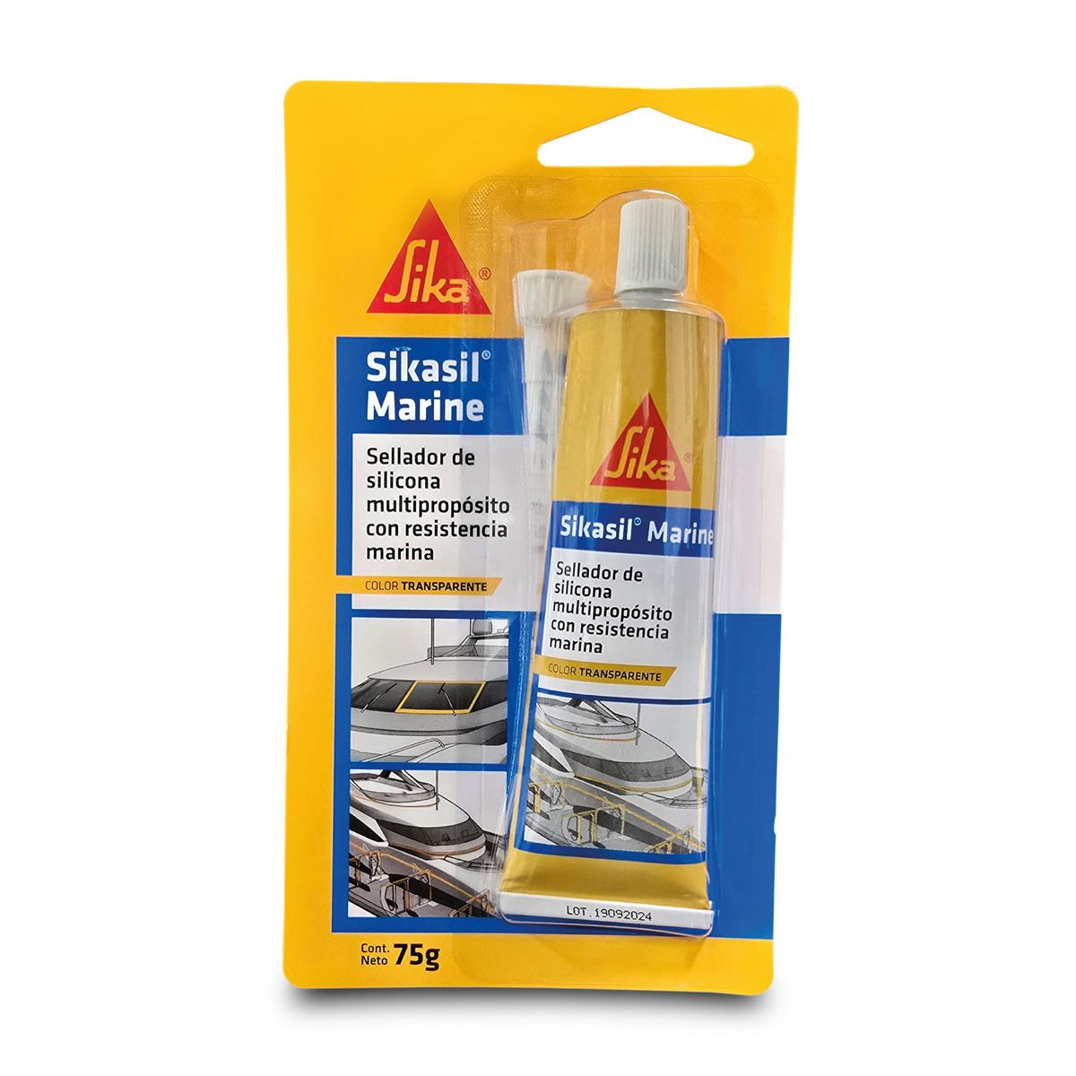 SIKA - Sellador de silicona Sikasil Marine Transparente 75gr