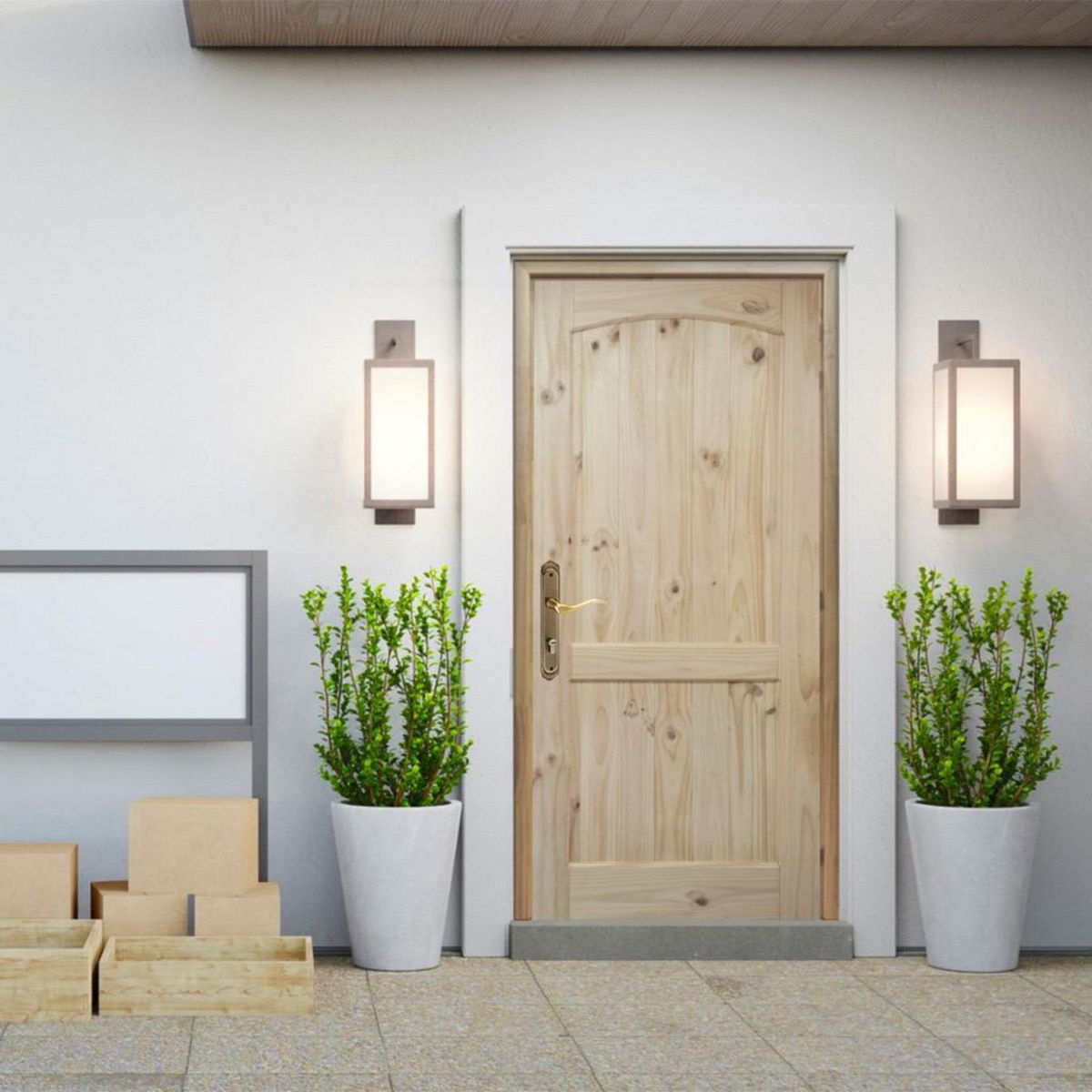 DIMFER - Puerta de madera Principal Pino color Natural Pucon