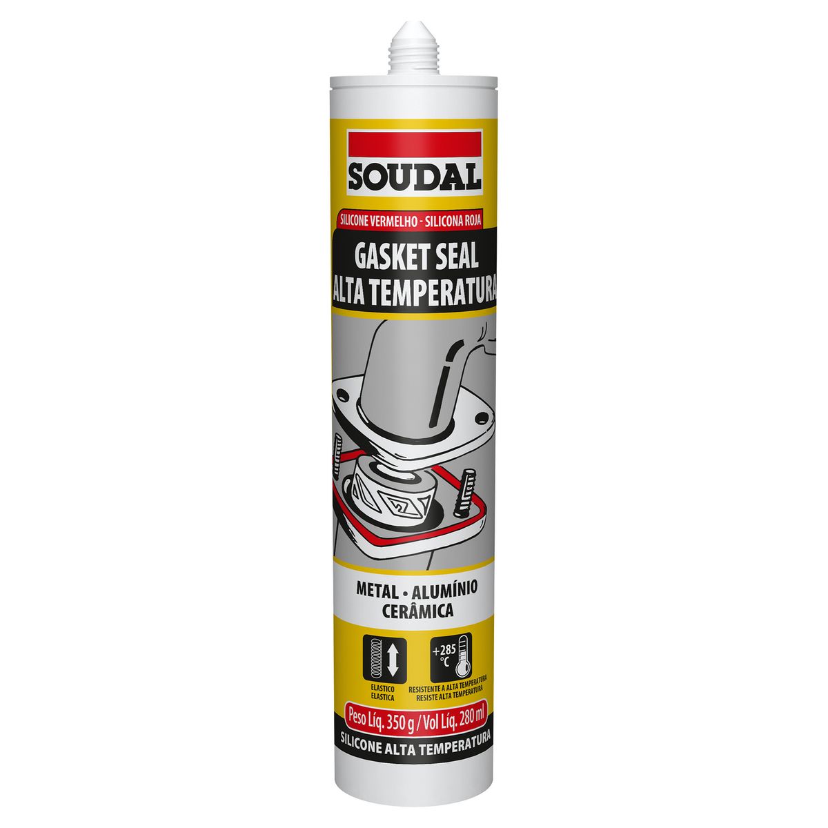 SOUDAL - Silicona Para Alta Temperatura Roja x 280 ml