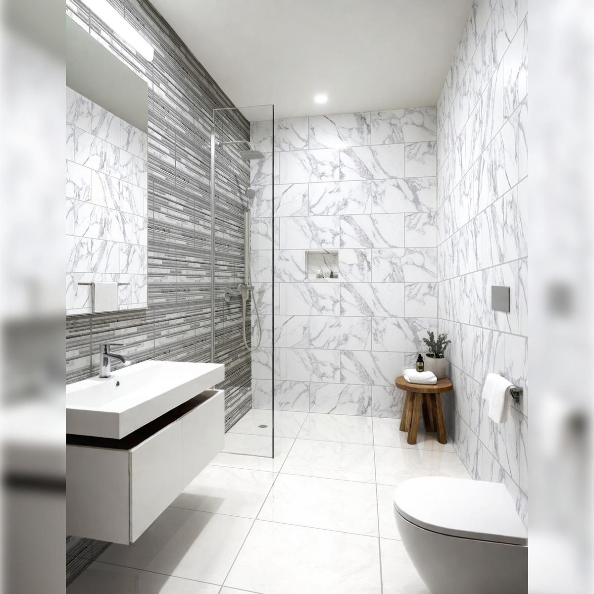 GALA - Cerámica Marmolizado Bianco Apuano 30x60cm 1.44m2