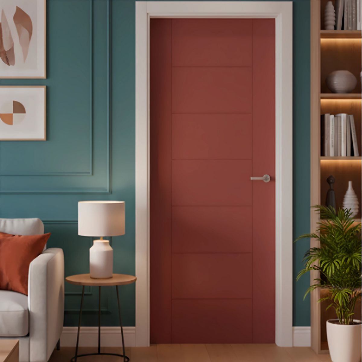 PAMA - Puerta Interior Contraplacada HDF Ruteado Market Chocolate