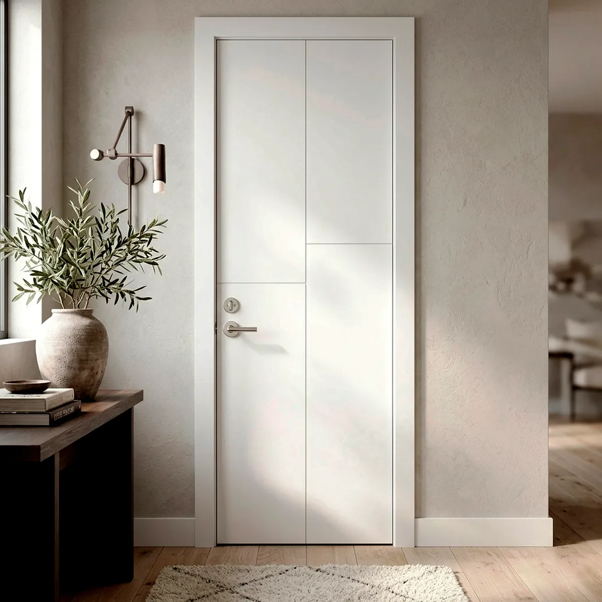 PAMA - Puerta Interior Contraplacada HDF Ruteada Arizona Blanca