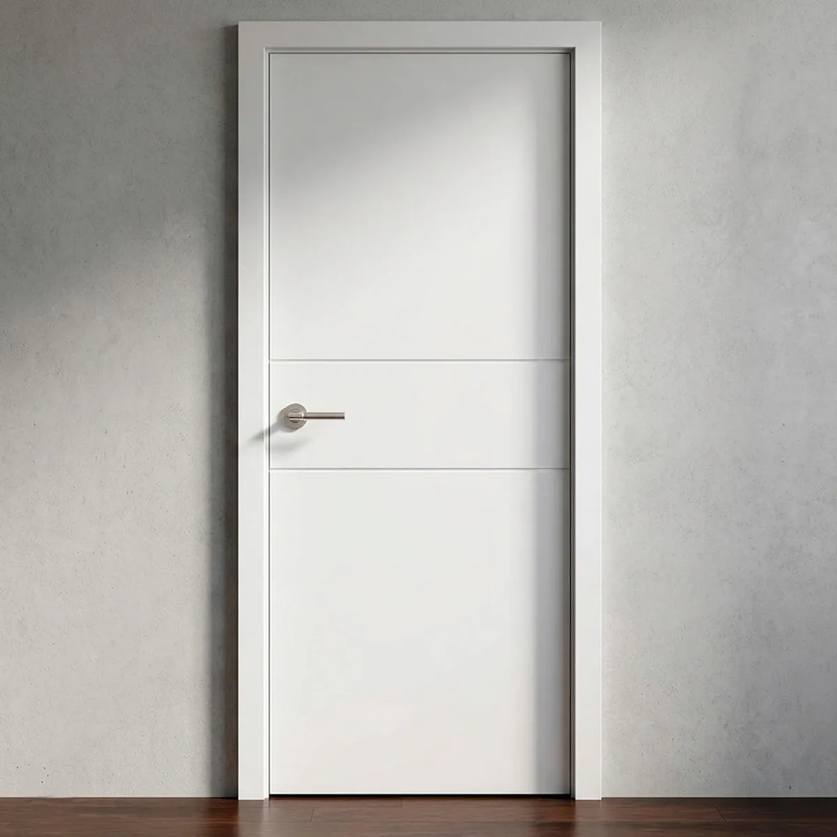 PAMA - Combo Puerta Interior Contraplacada HDF Ruteada Santorini Blanca (Marco + Bisagras + Perforación)