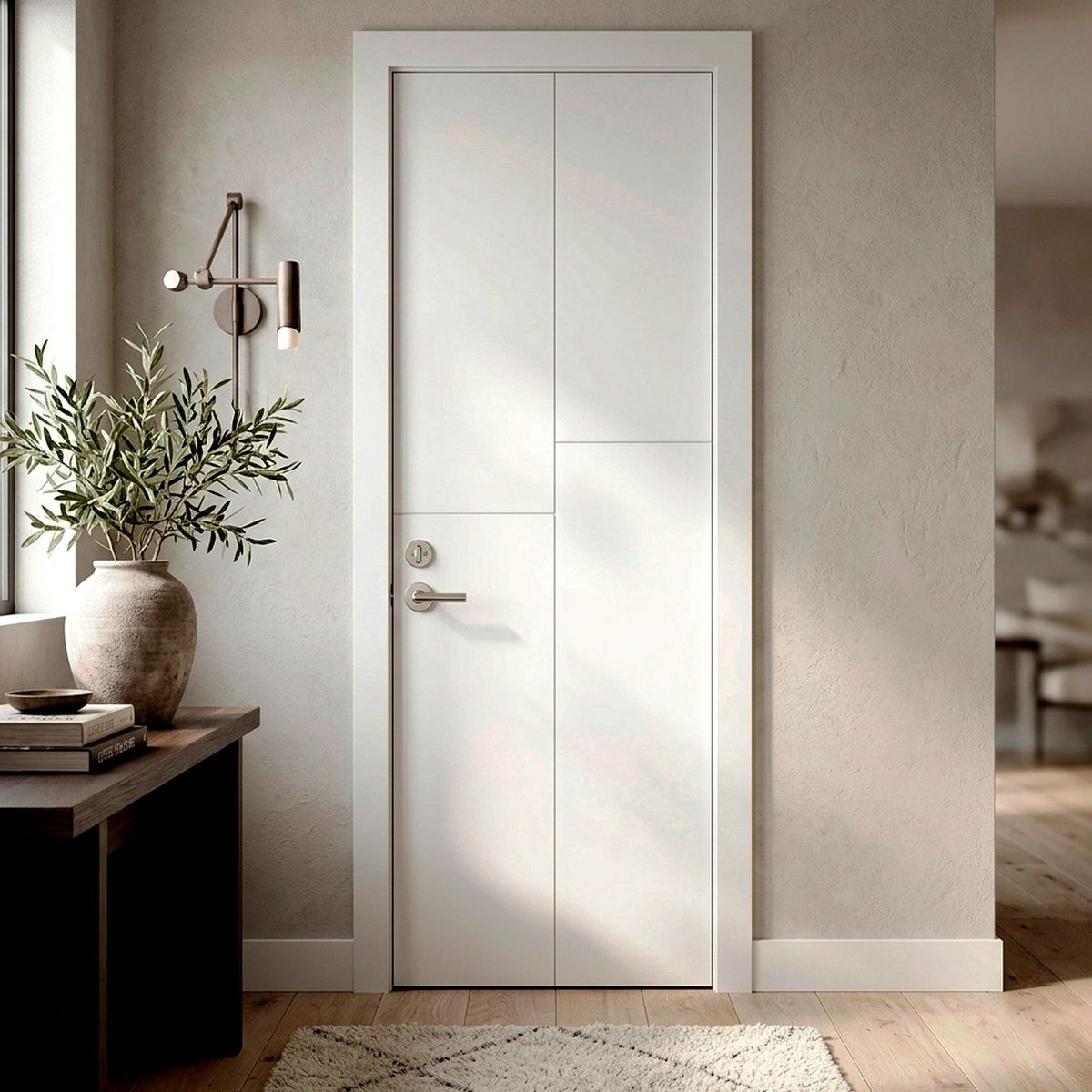 Puerta Interior Contraplacada HDF Ruteada Arizona Blanca, marca PAMA - Foto Principal