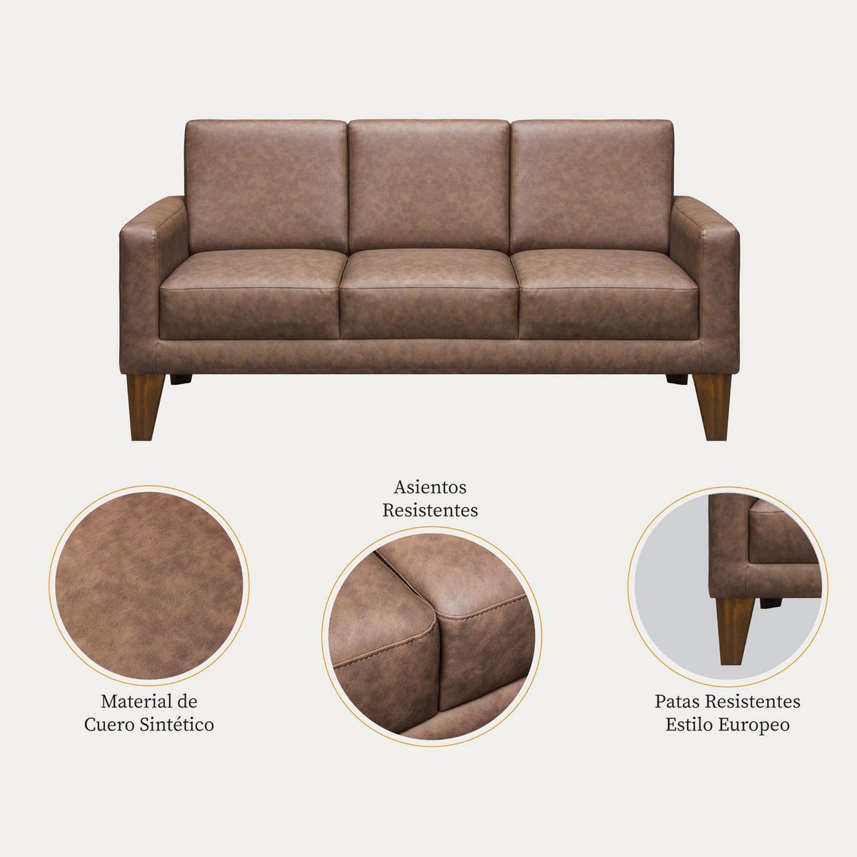 FORLI - Juego de Sala Lineal Sofia Capuccino 3-2