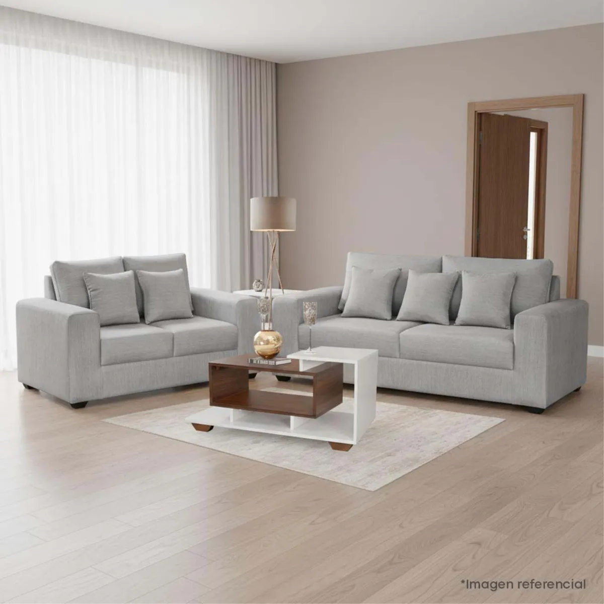 FORLI - Juego de Sala Spring 3-2 Tela Plata