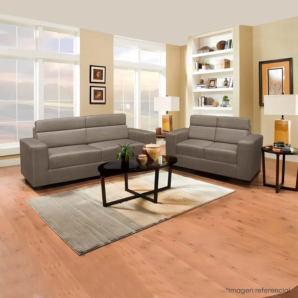 FORLI - Juego de Sala Lineal Mundial 3-2 Tela Marrón