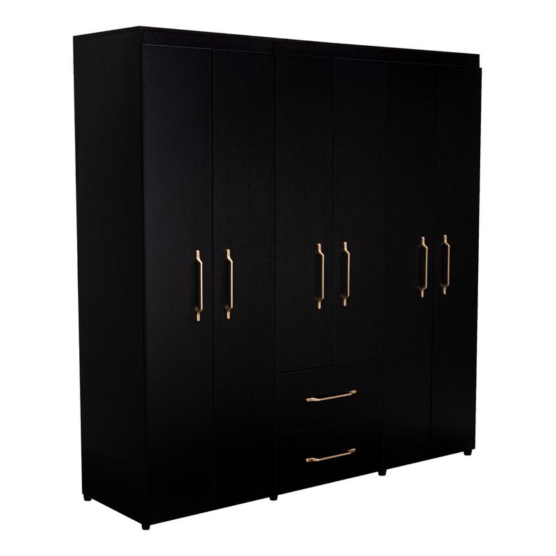 TUHOME - Ropero Wengué 6 Puertas 2 Cajones Golden