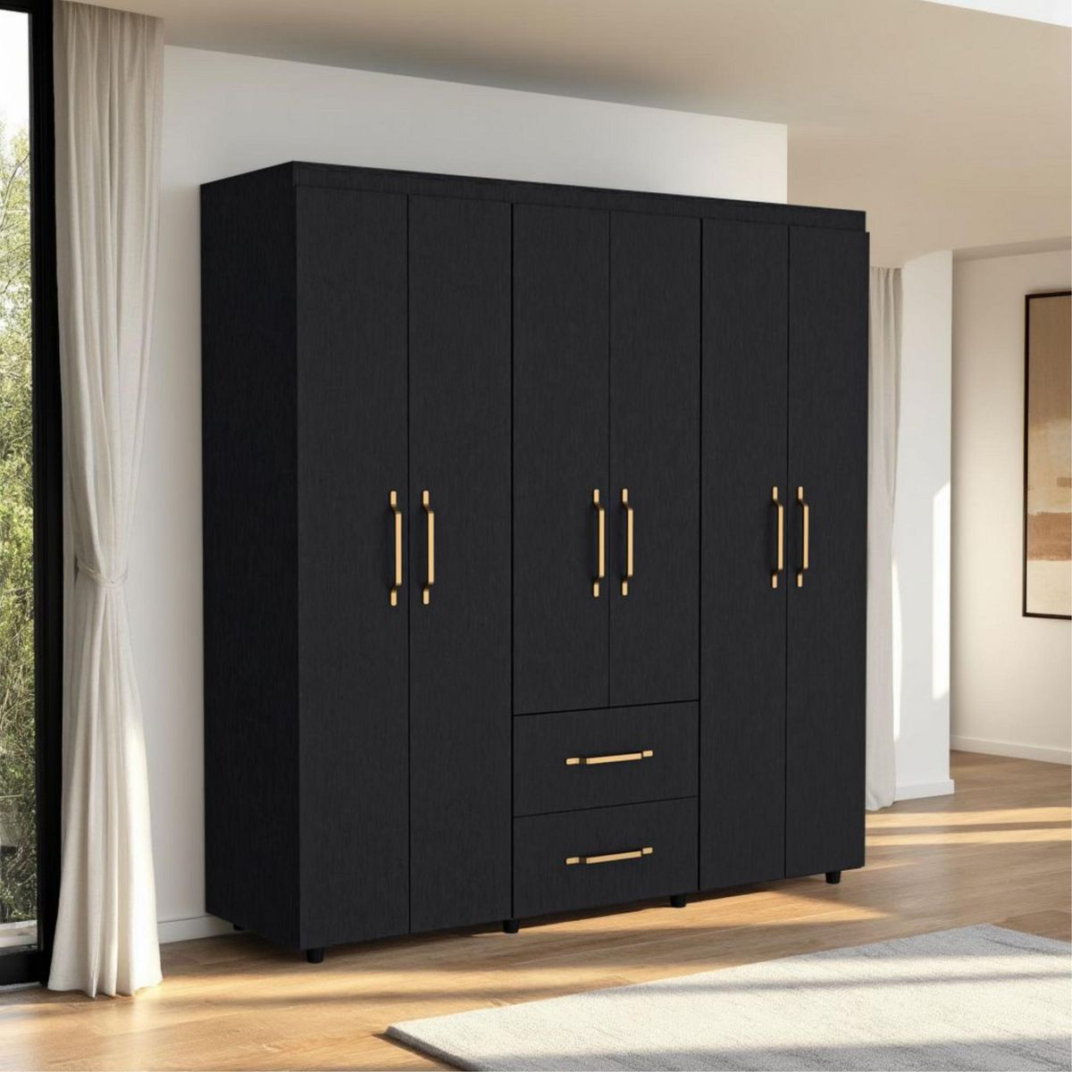 TUHOME - Ropero Golden 6 Puertas Wengué