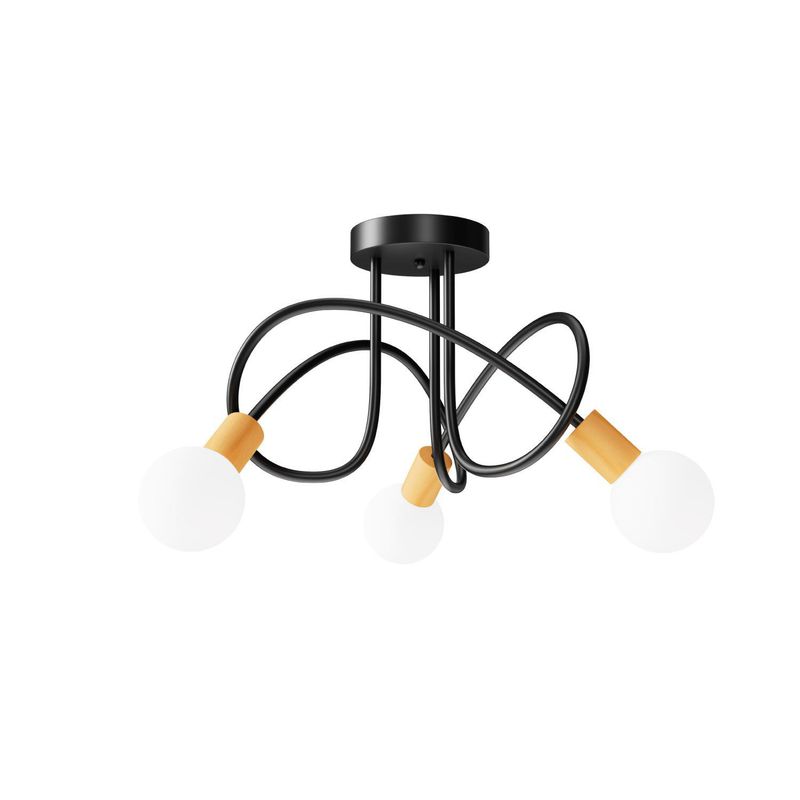 LIGHTECH - LÁMPARA COLGANTE NUDO BLACK WOOD 3L E27