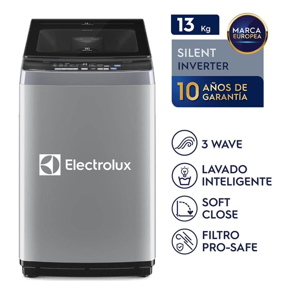 ELECTROLUX - Lavadora Inverter 13kg Gris EWIJ13F2XSYG