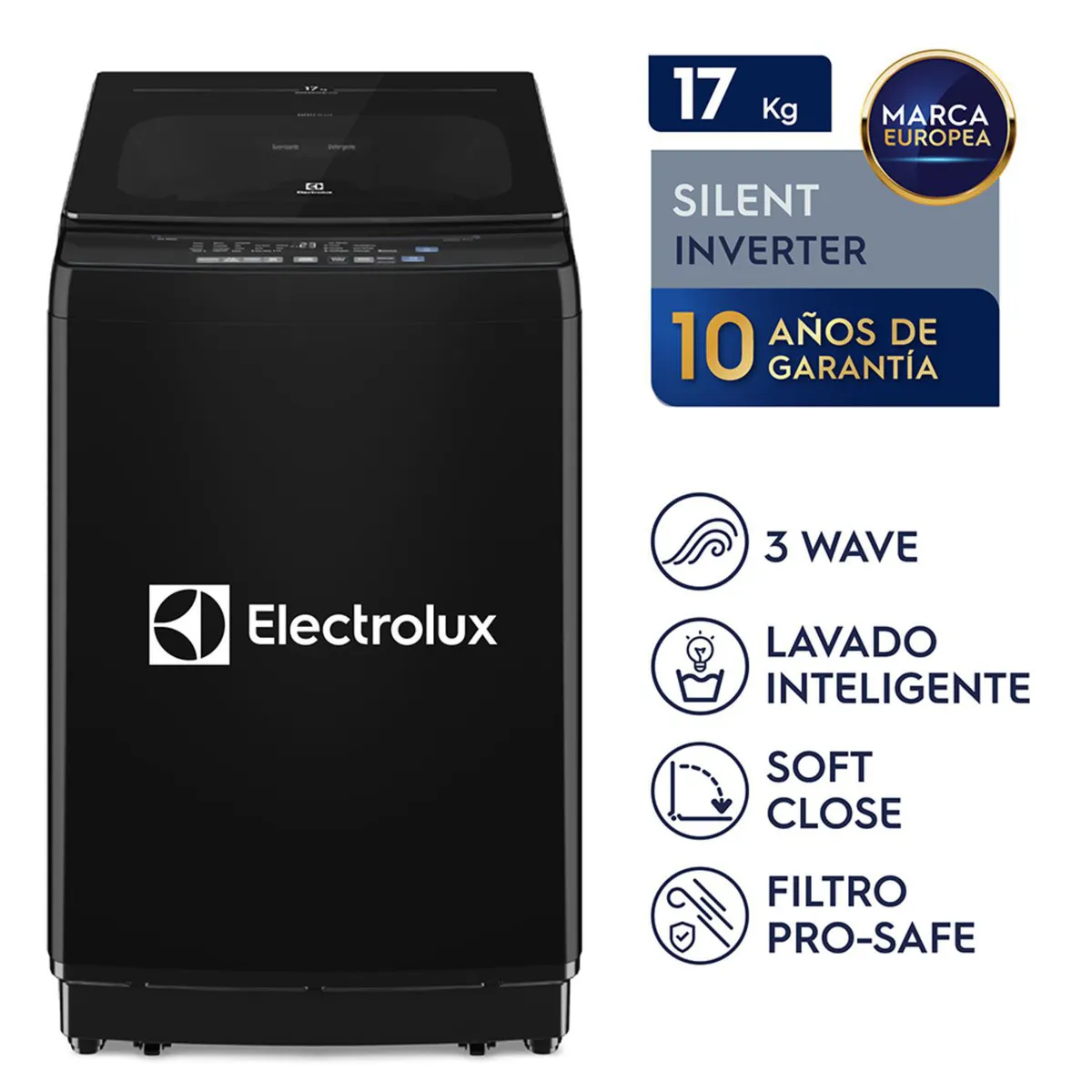 Electrolux - Lavadora Inverter 17kg Negro EWIJ17F2XSYB