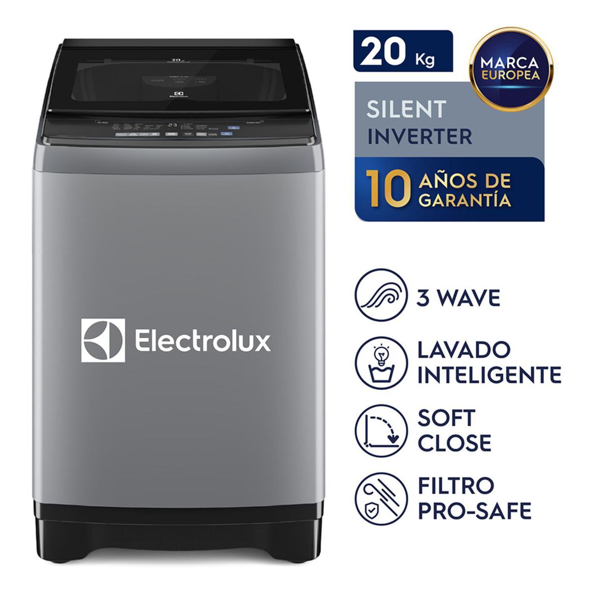 Electrolux - Lavadora Inverter 20kg Gris EWIJ20F2XSYG