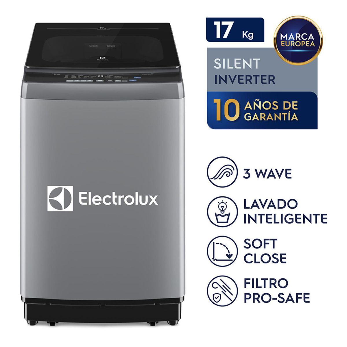 ELECTROLUX - Lavadora Inverter 17kg Gris EWIJ17F2XSYG