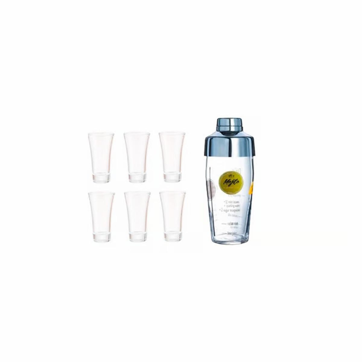 FTA - Pack 6 Vasos de Shot 60ml + Coctelera 580ml