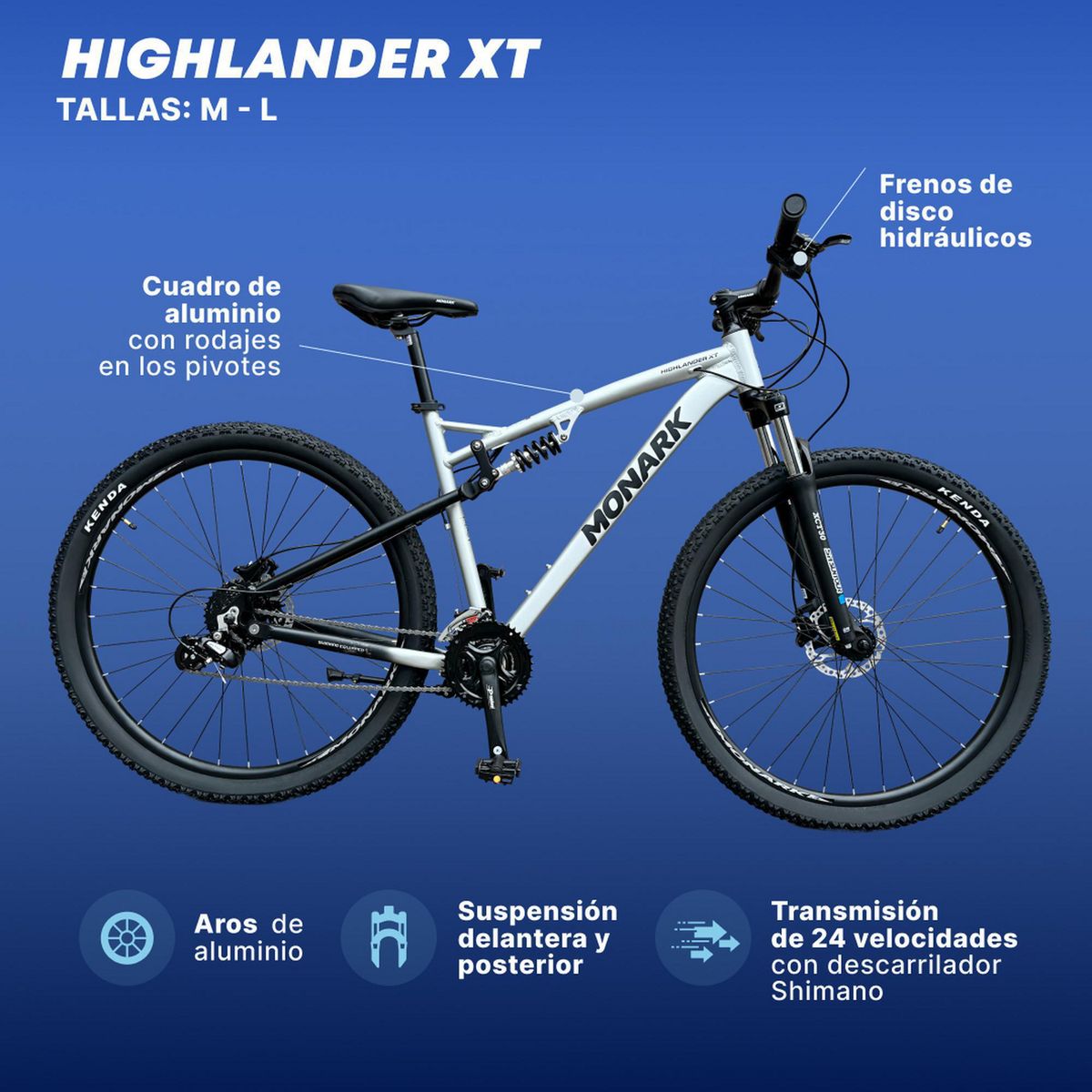 MONARK - Bicicleta Monark Highlander Xt Aro 29" Plata/Negro L