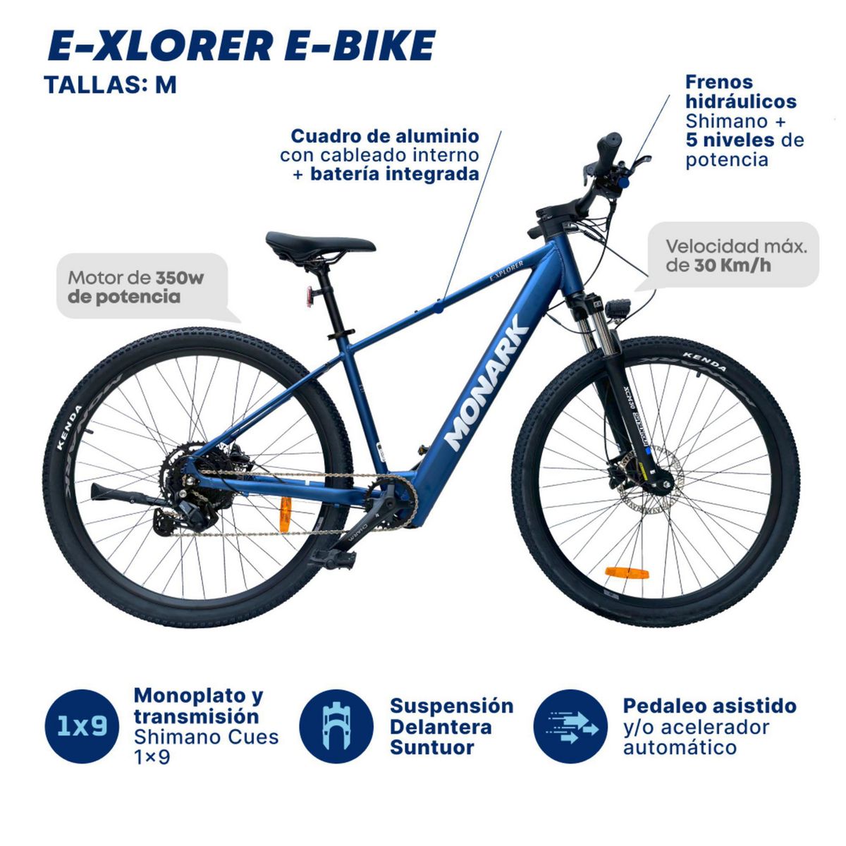 MONARK - Bicicleta Eléctrica Monark E-Xplorer Aro 29" Azul Oscuro M