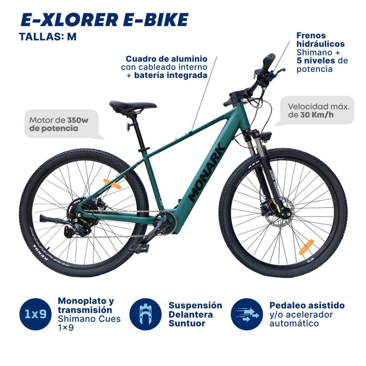 MONARK - Bicicleta Eléctrica Monark E-Xplorer Aro 29" Verde M