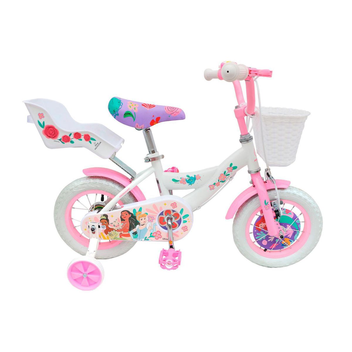 MONARK - Bicicleta Monark Princesas Aro 12" Blanco/Rosado