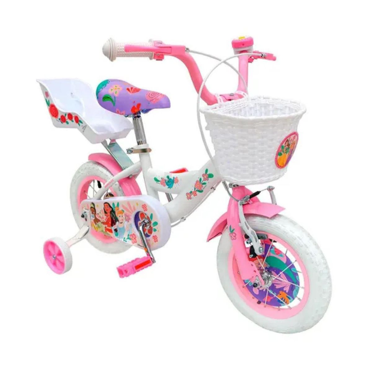 MONARK - Bicicleta Monark Princesas Aro 12" Blanco/Rosado