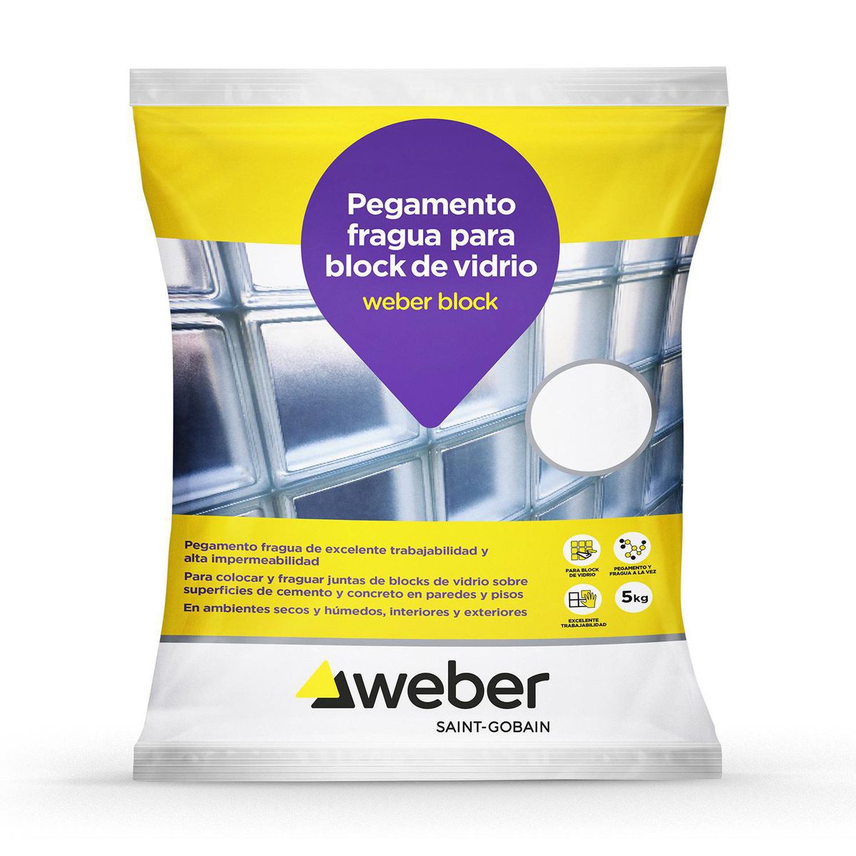 WEBER - Pegamento Weber Block de Vidrio 5kg