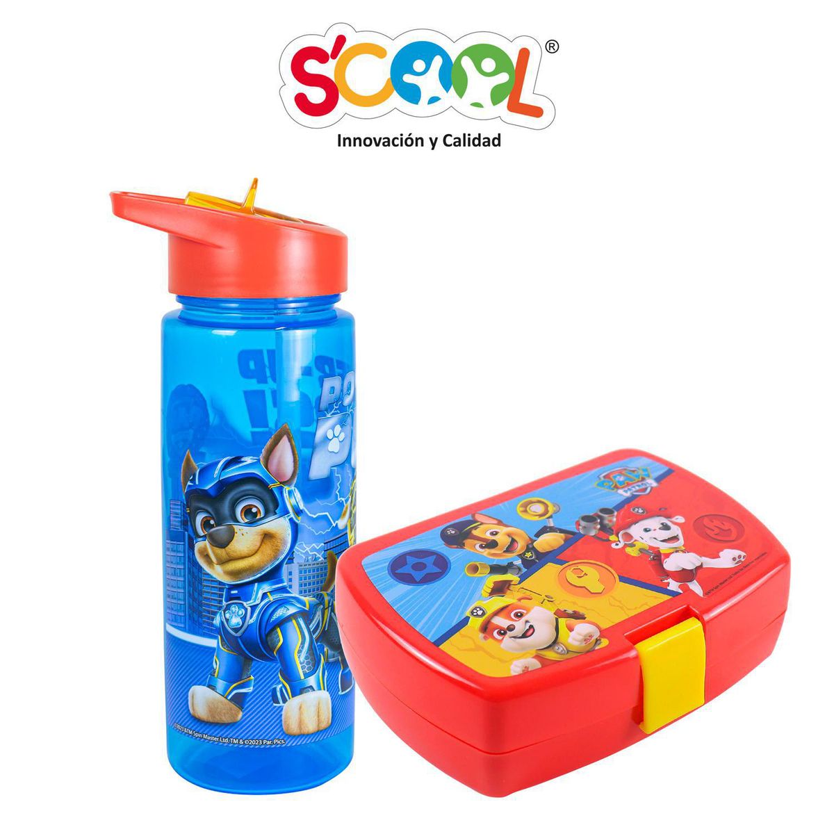 SCOOL - Set Botella 590ml + Táper Rectangular Paw Patrol
