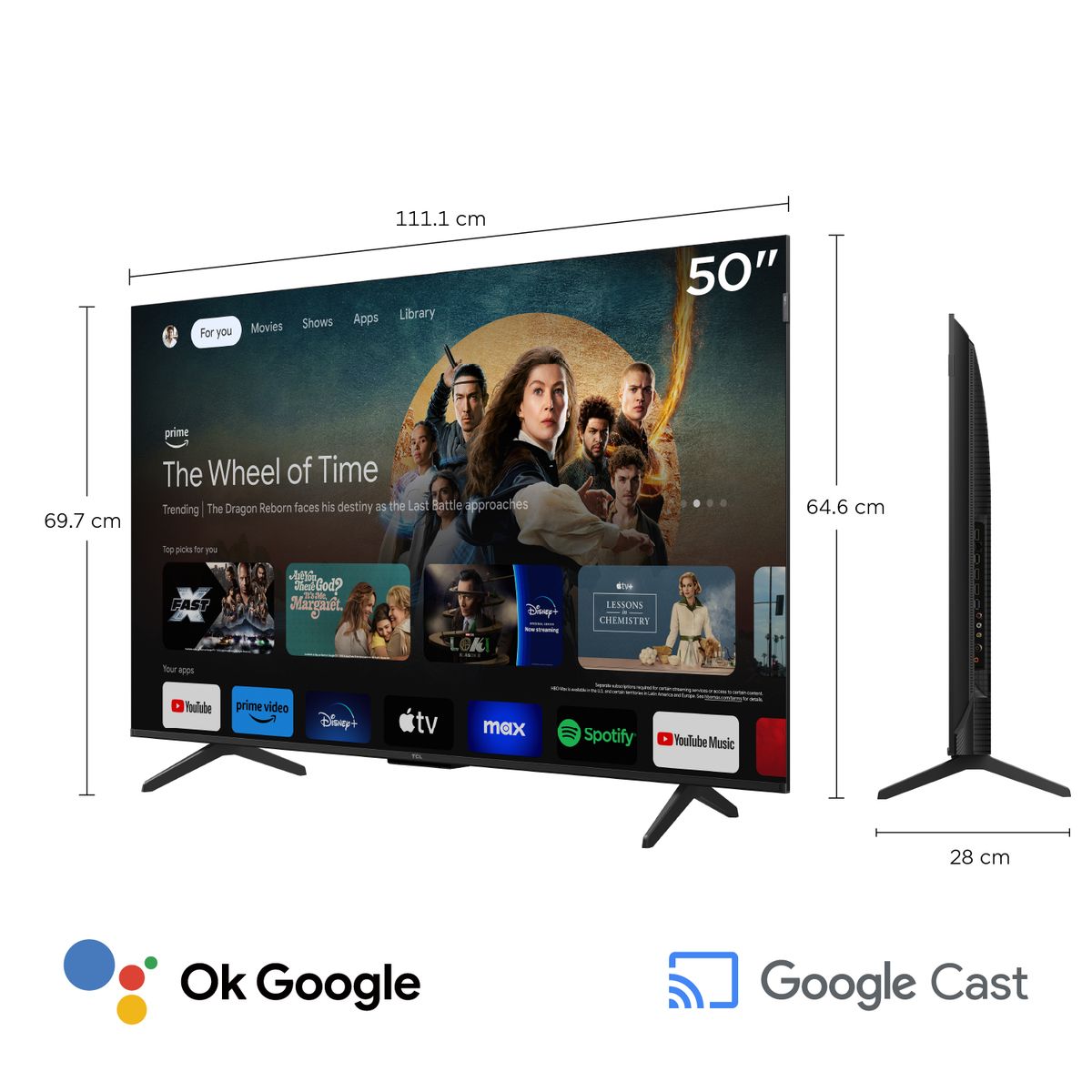 TCL - Televisor Smart TV JVC 50" 4K QLED Google TV 50P7K