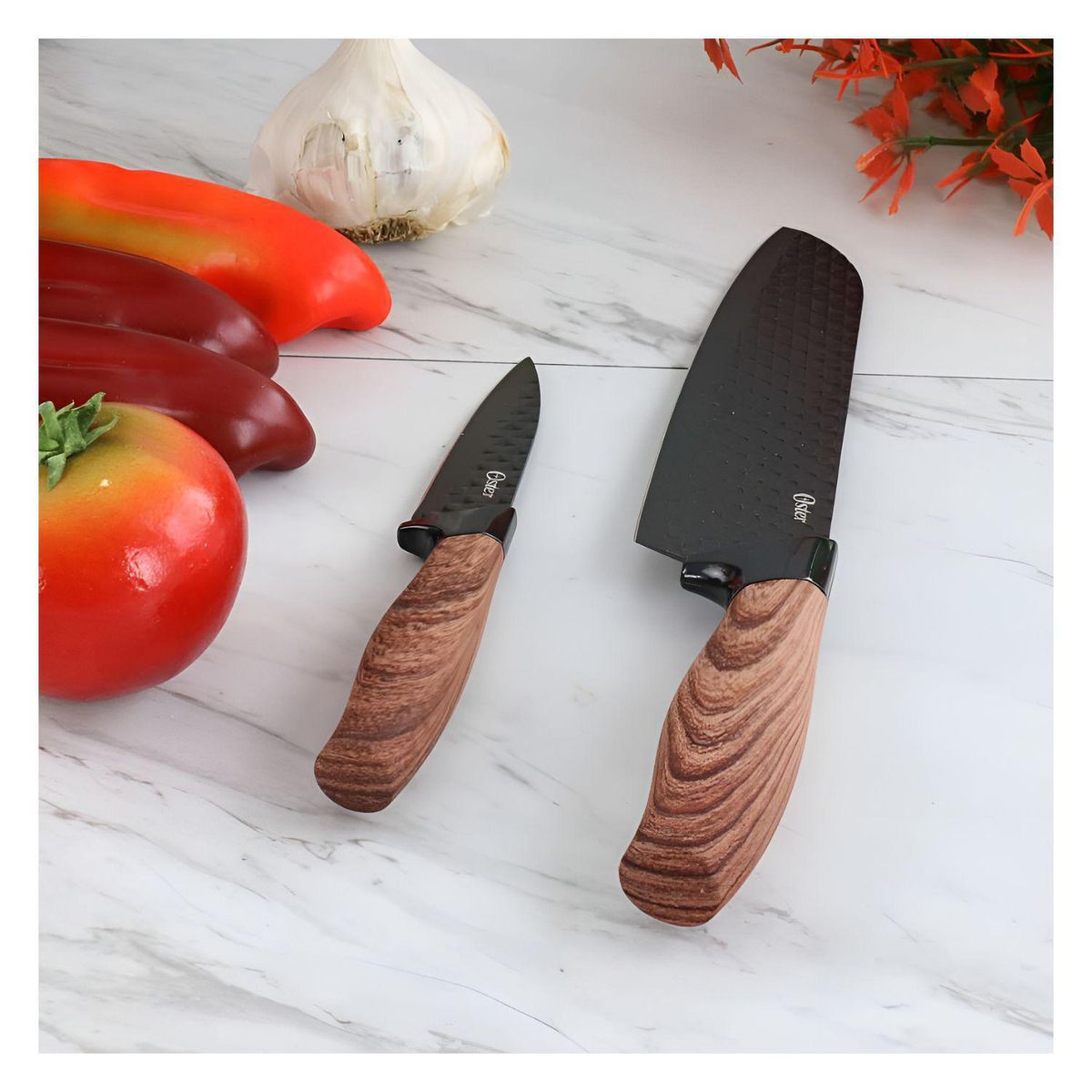 OSTER - Juego Cuchillos Acero Inoxidable Santoku 2 Piezas Gunderson