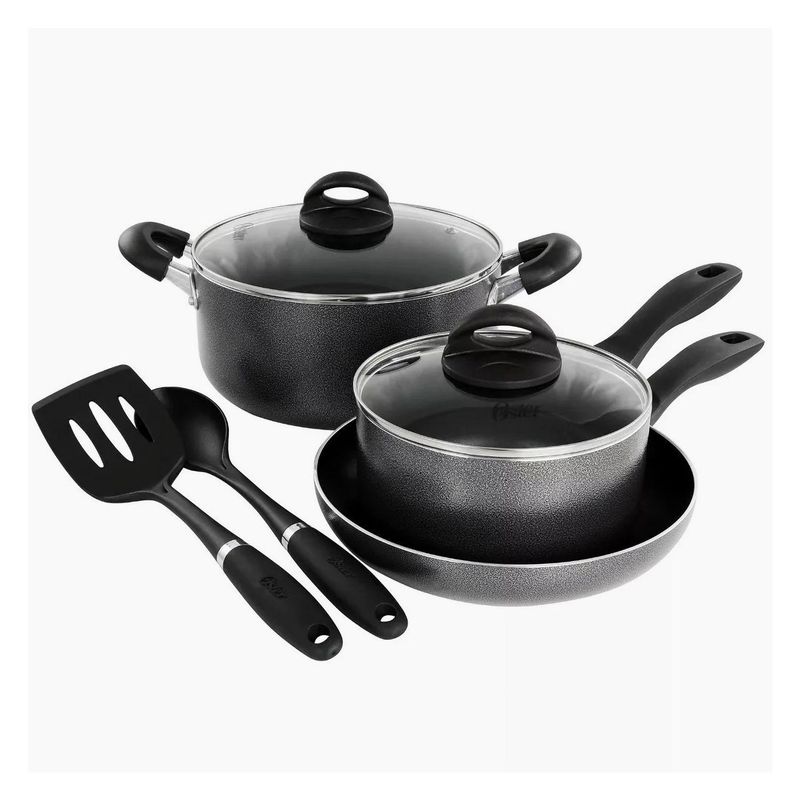OSTER - Juego de Ollas 7 Piezas Aluminio Clairborne Gris