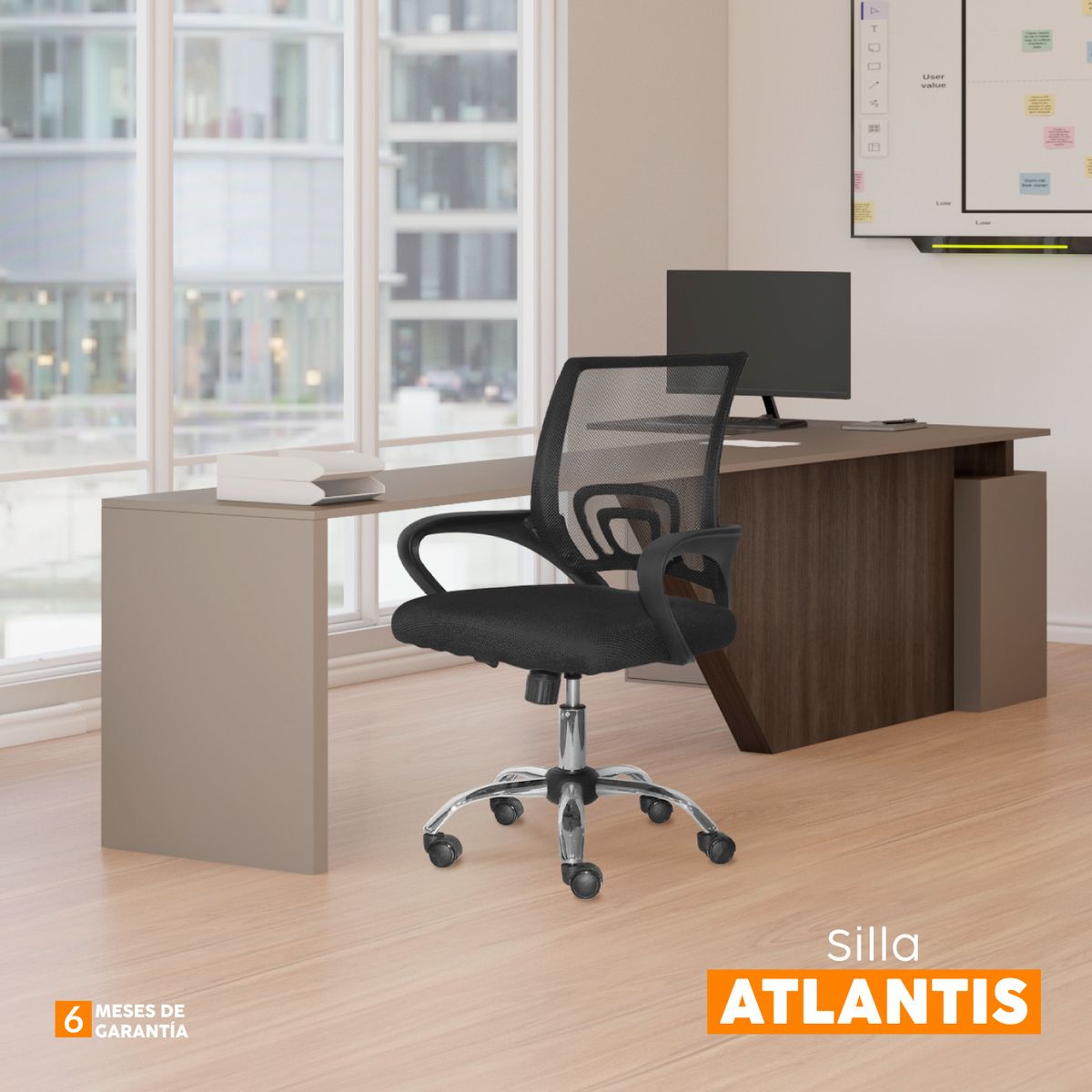 BONNO - Silla de Escritorio Atlantic Bonno Negro