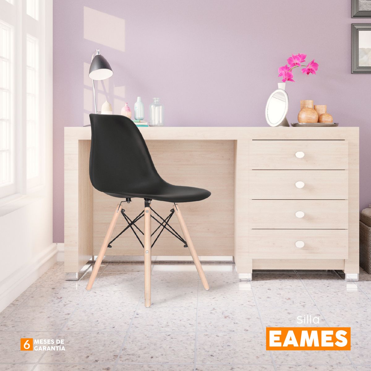 BONNO - Silla Diseño Eames Be Bonno Negro