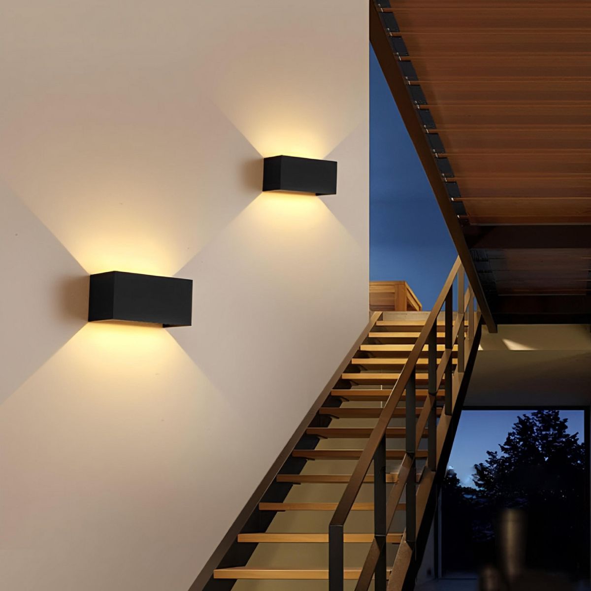 ILUMA - Aplique Exterior Orizon Negro Luz Cálida