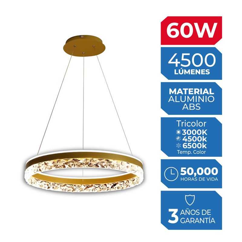  - Lámpara Colgante Infinite Gold 60W Tricolor