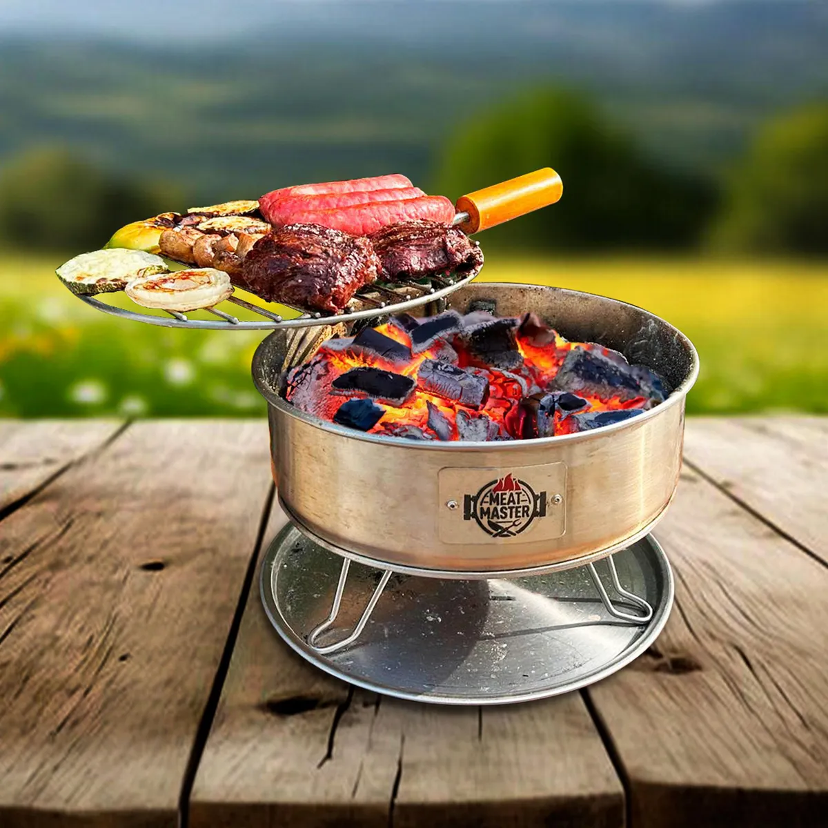 MEAT MASTER - Mini Parrilla Giratoria Portátil