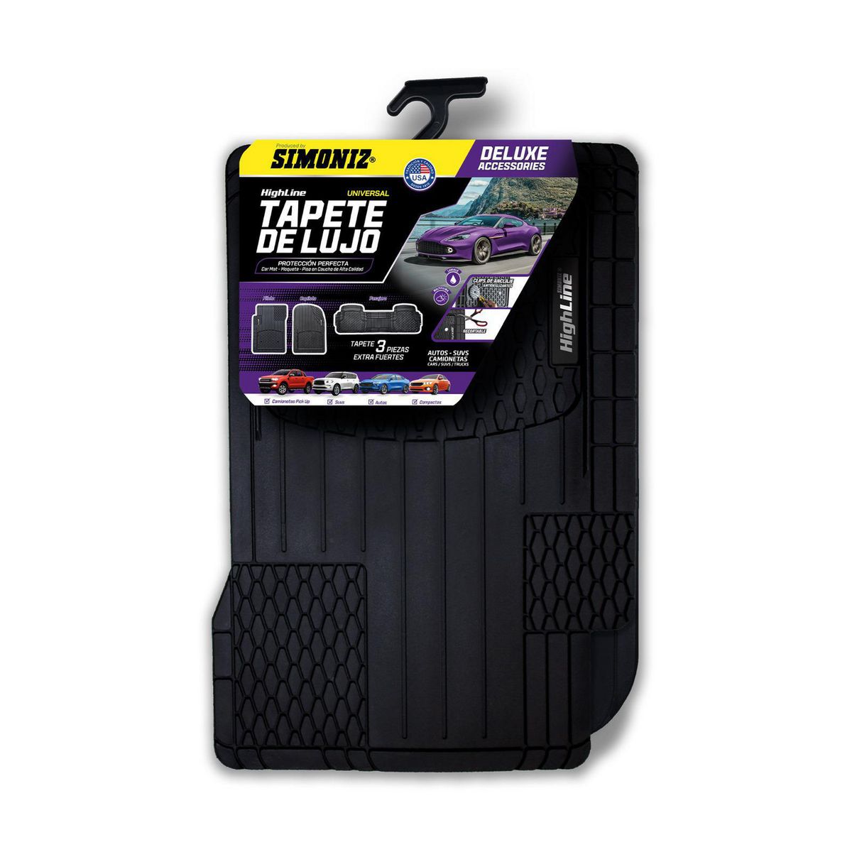 SIMONIZ - Piso para Auto High Line Sim PVC Universal 3 Piezas