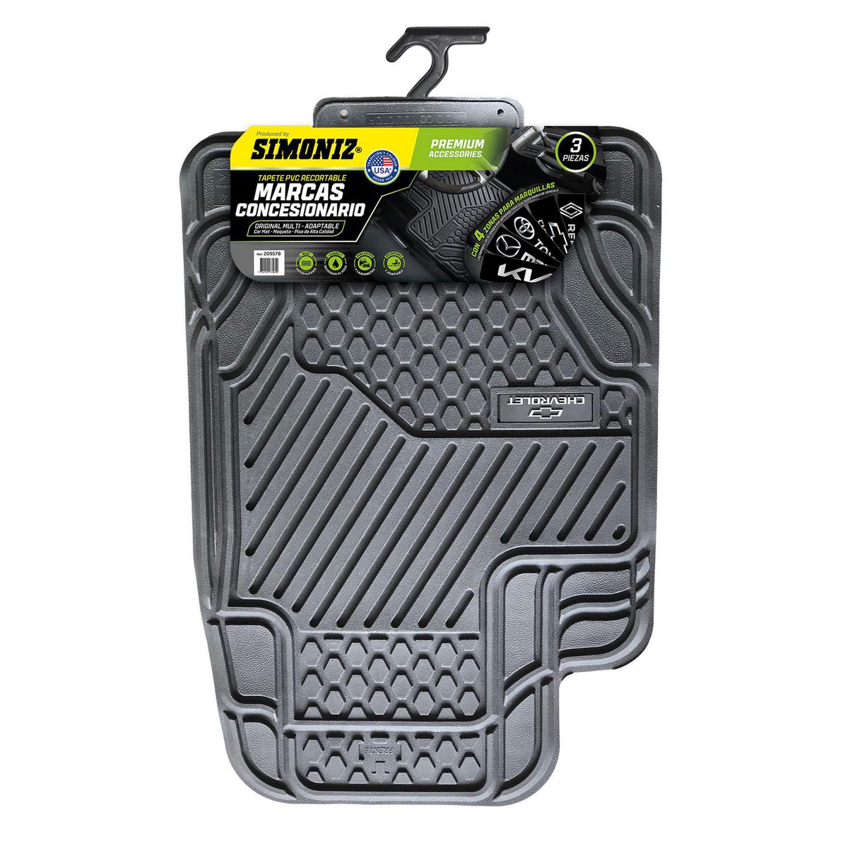SIMONIZ - Piso para Auto PVC Premium Concesionario Chevrolet 3 Piezas