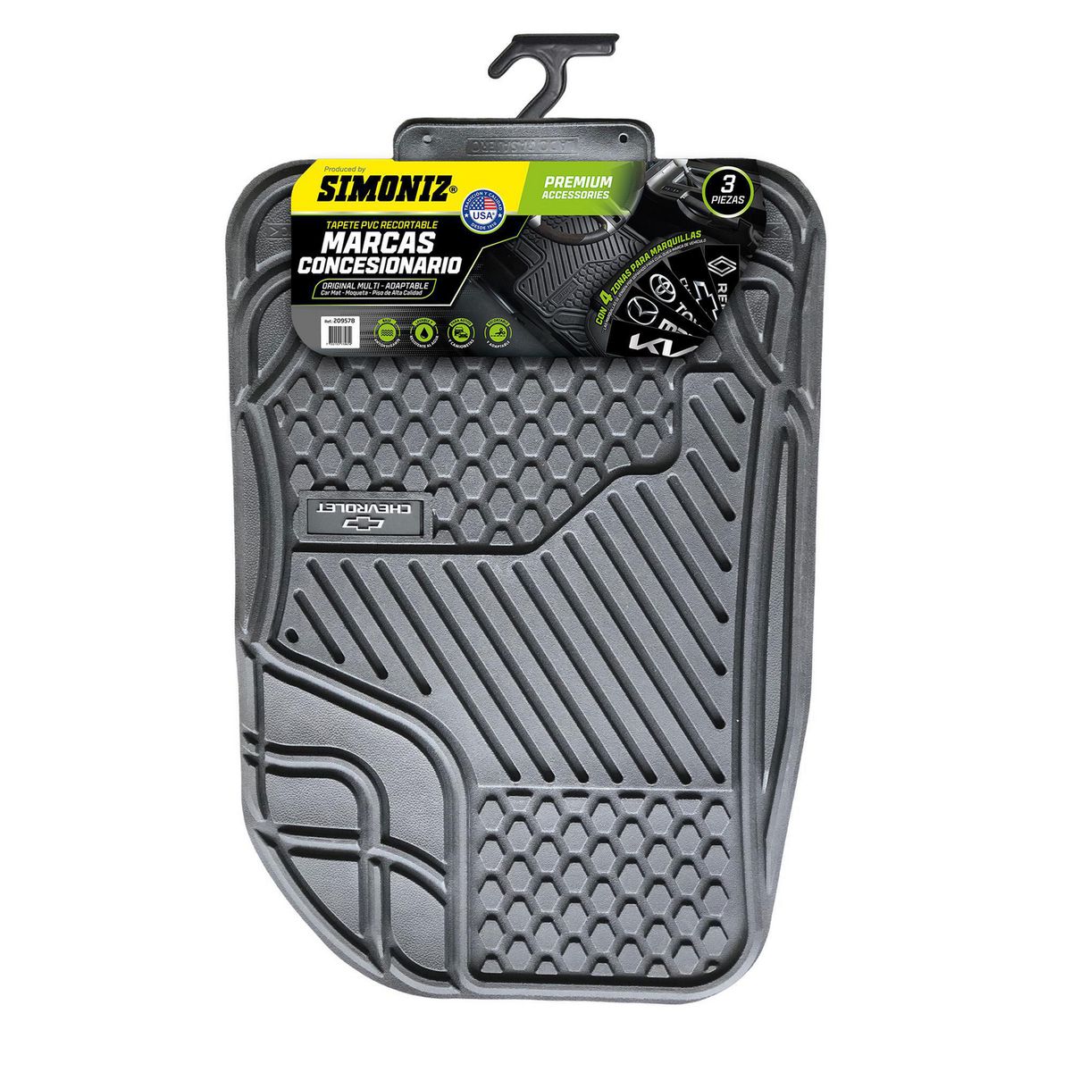 SIMONIZ - Piso para Auto PVC Premium Concesionario Chevrolet 3 Piezas