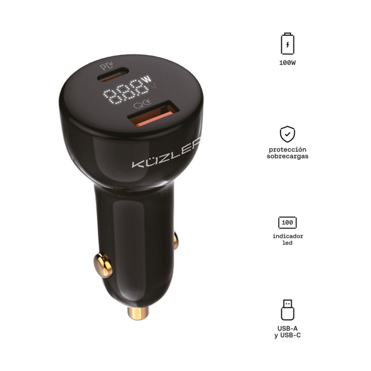 KUZLER - Cargador Auto USB-C UDO-101