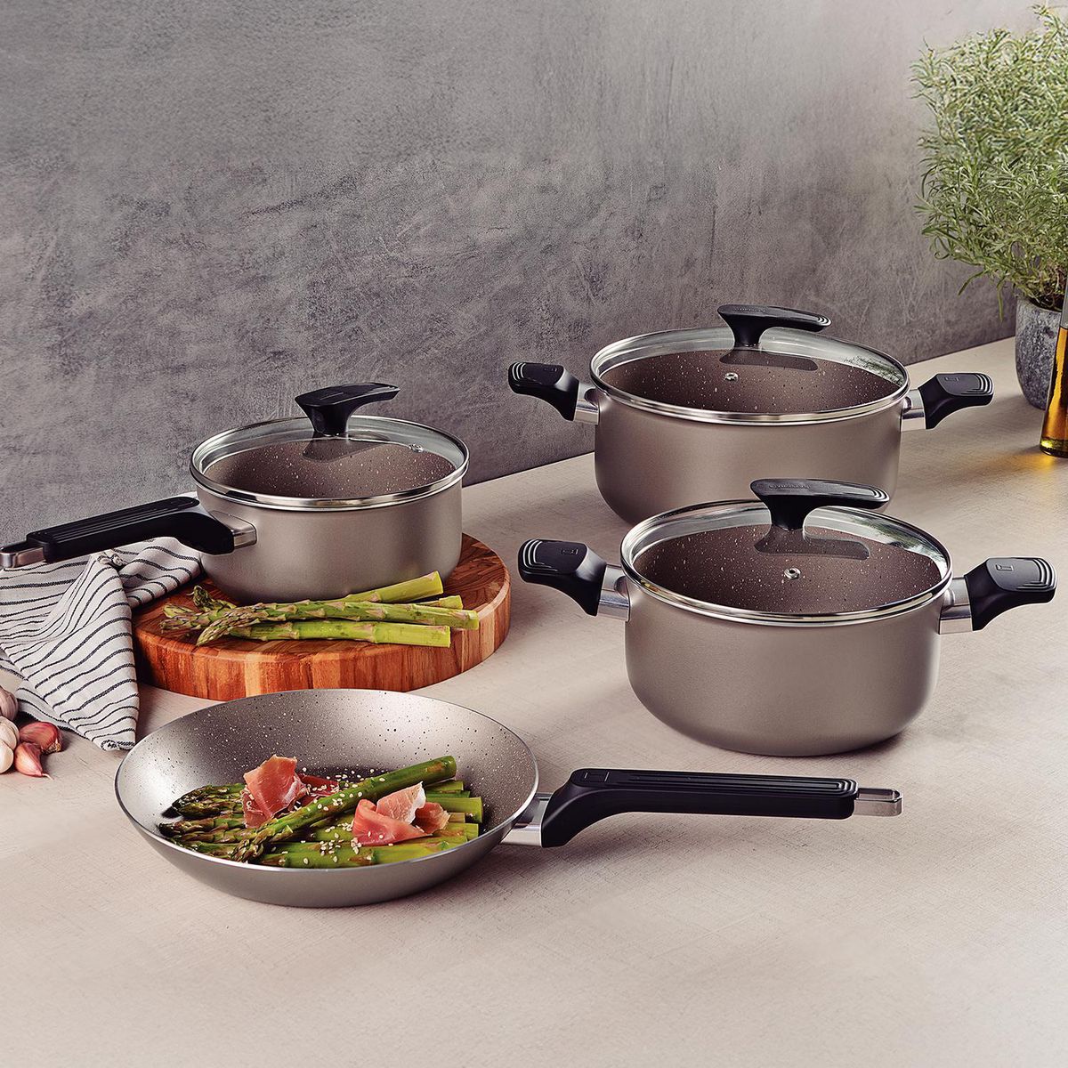 TRAMONTINA - Juego de Ollas Milazzo 7 Piezas