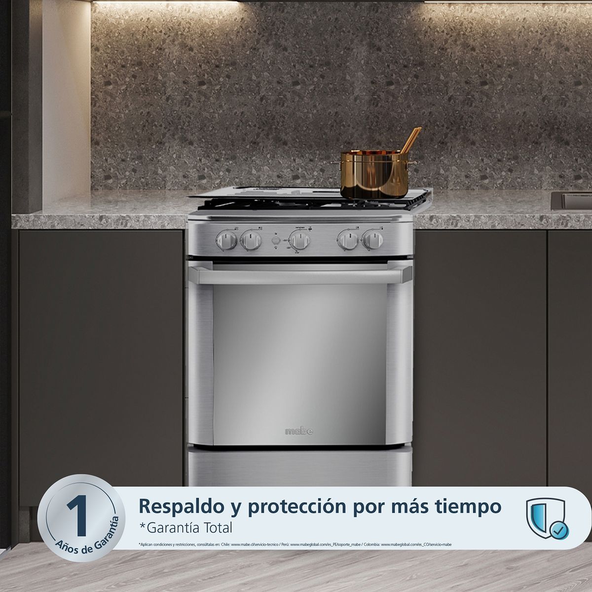 MABE - Cocina de Pie a Gas 4 Hornillas Mabe CMP6040FX1 Inox