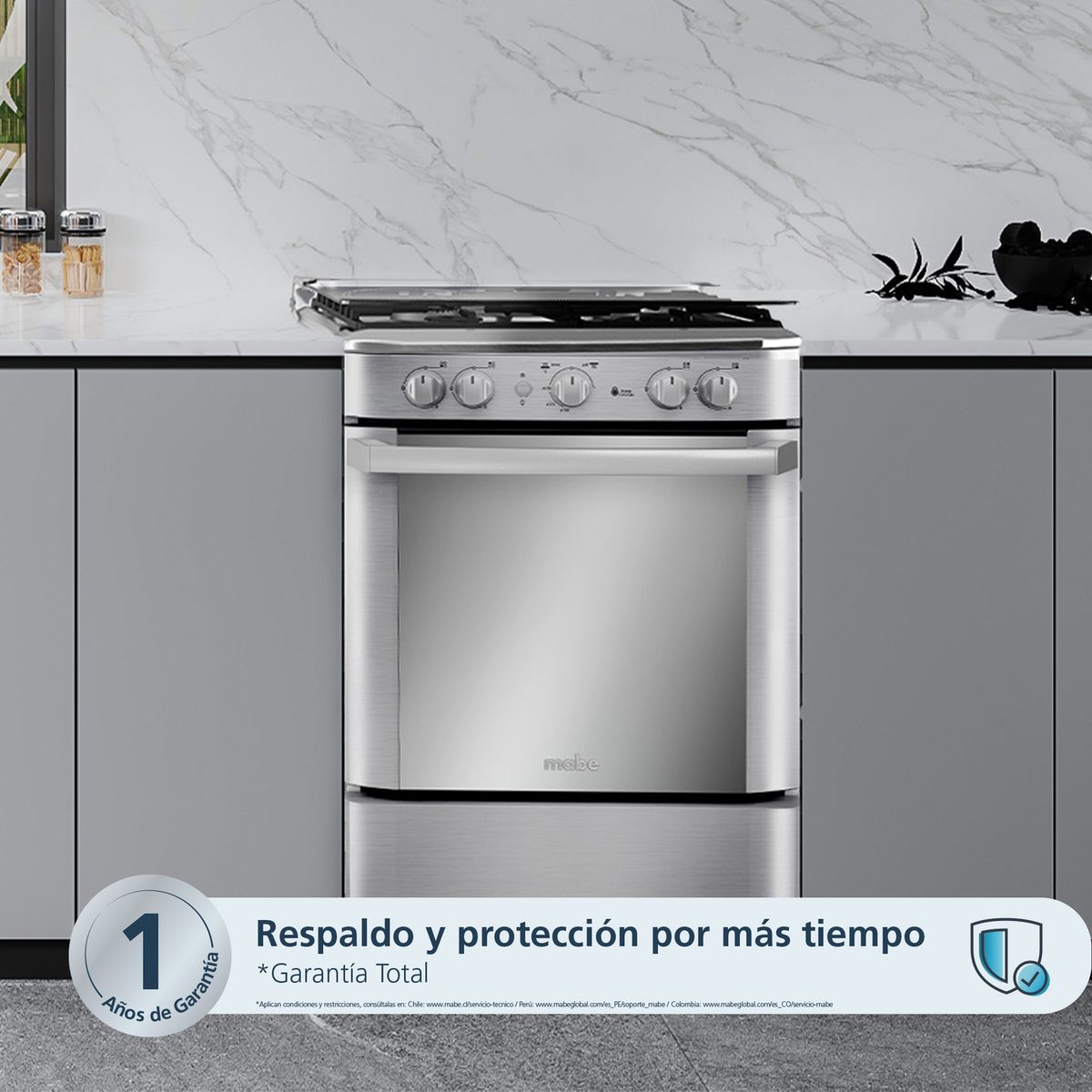 MABE - Cocina de Pie a Gas 4 Hornillas Mabe CMP6060FX1 Inox