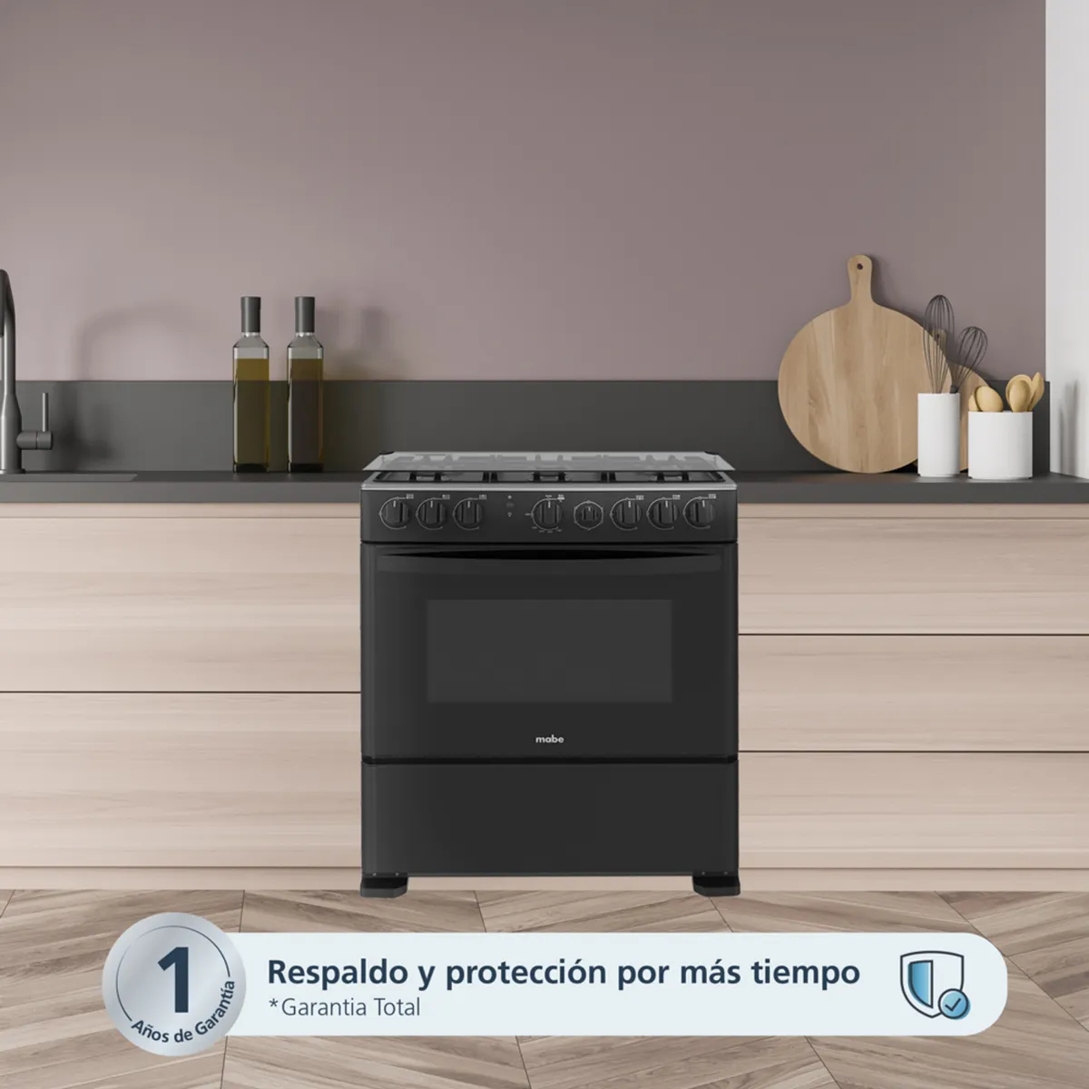 MABE - Cocina de Piso a Gas 76cm Negro Mabe CMP3020FN1